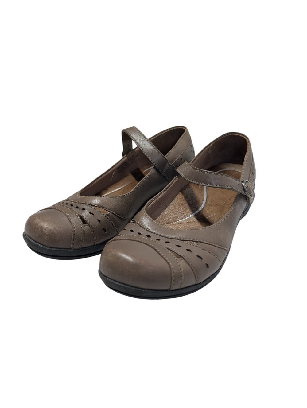 Dansko Women's Taupe Leather Mary Jane Flat Comfortable Shoes Size 39 / US 8.5-9